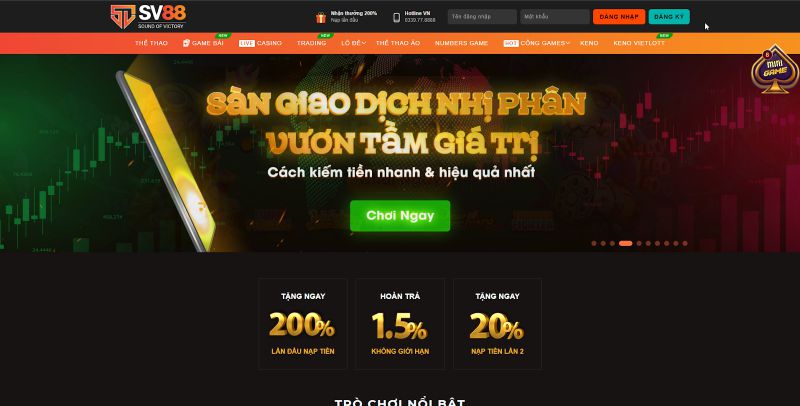 Các Trò Chơi Hấp Dẫn Tại sv88 vip